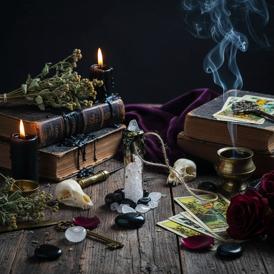 Magic Crystal Bottles - Sorceress Sanctuary Citrine-Amethyst-Lapis Lazuli-Strawberry Quartz-White Crystal