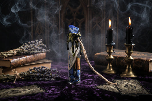 Magic Crystal Bottles - Sorceress Sanctuary Citrine-Amethyst-Lapis Lazuli-Strawberry Quartz-White Crystal