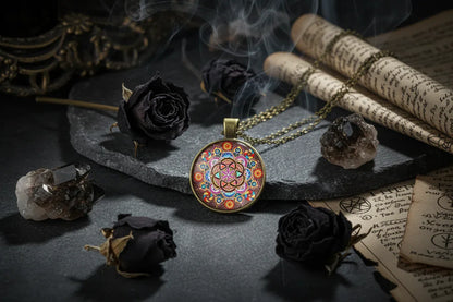 Mandala Chakra Necklace - Sorceress Sanctuary Silver-Gold-Black