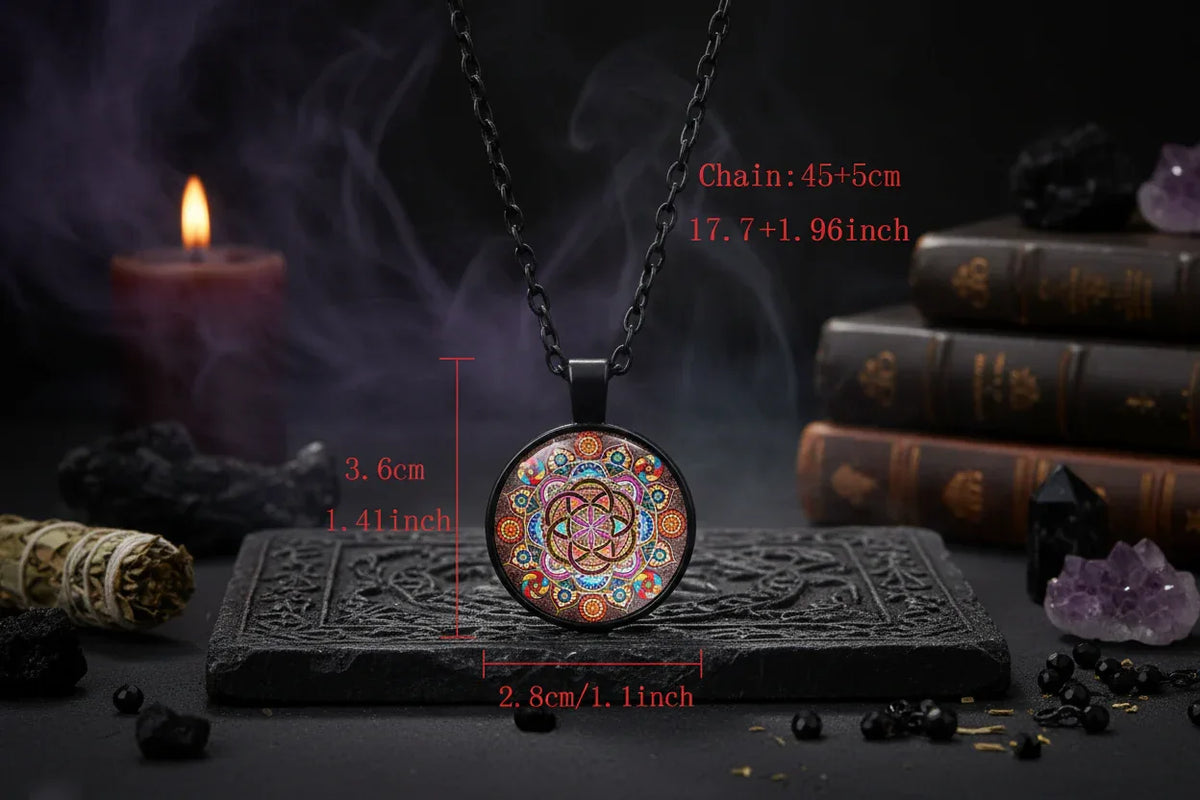 Mandala Chakra Necklace - Sorceress Sanctuary Silver-Gold-Black