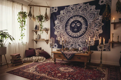 Mandala Sun Tapestry - Sorceress Sanctuary 150×100cm-150×130cm-150×200cm-150×230cm