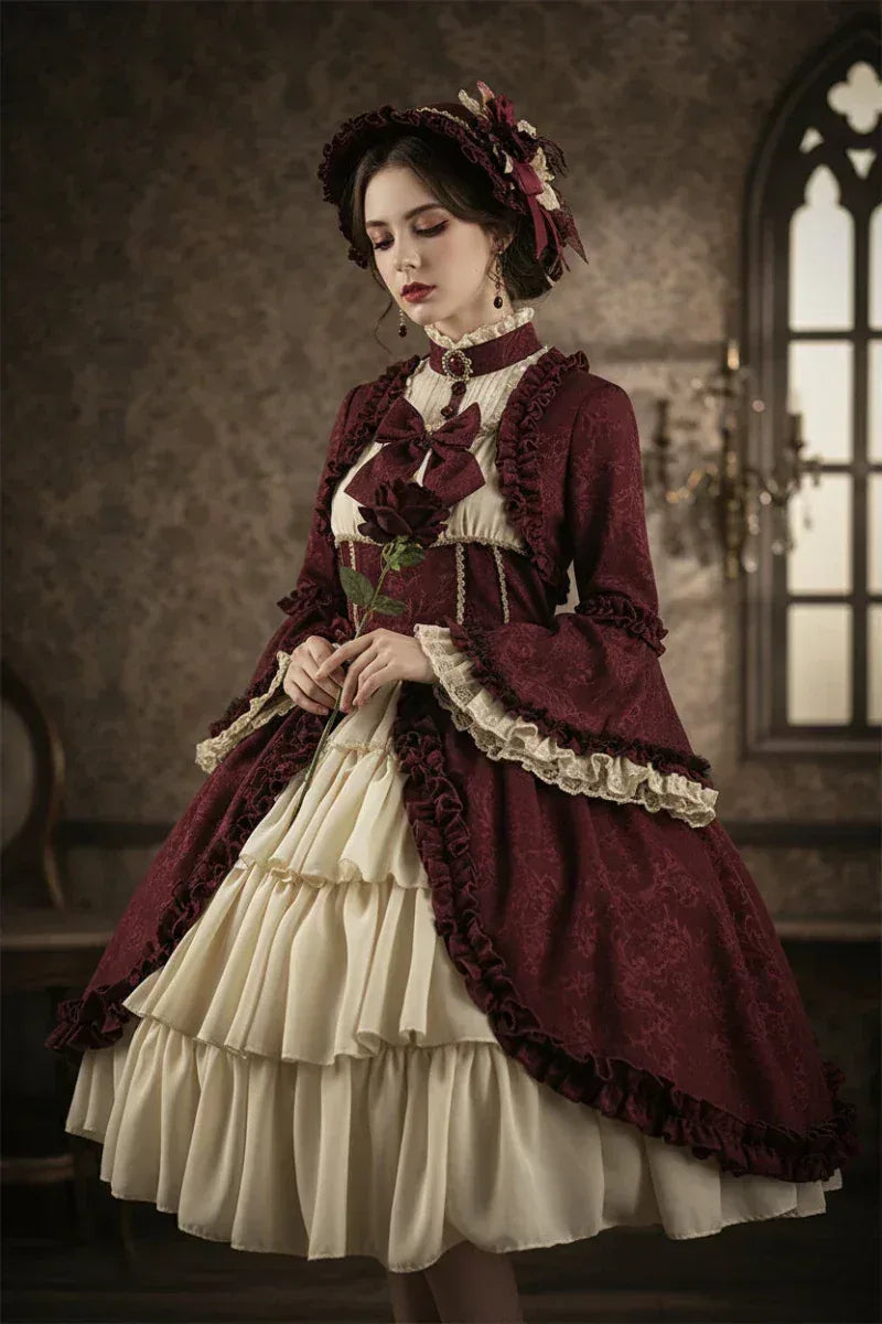 Medieval Court Dress - Sorceress Sanctuary Wine Red / S-Wine Red / M-Wine Red / L-Wine Red / XL-Wine Red / XXL
