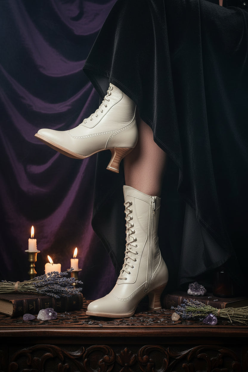British Style Mid-Heel Women's Lace-Up Ankle Boots Sorceress Sanctuary