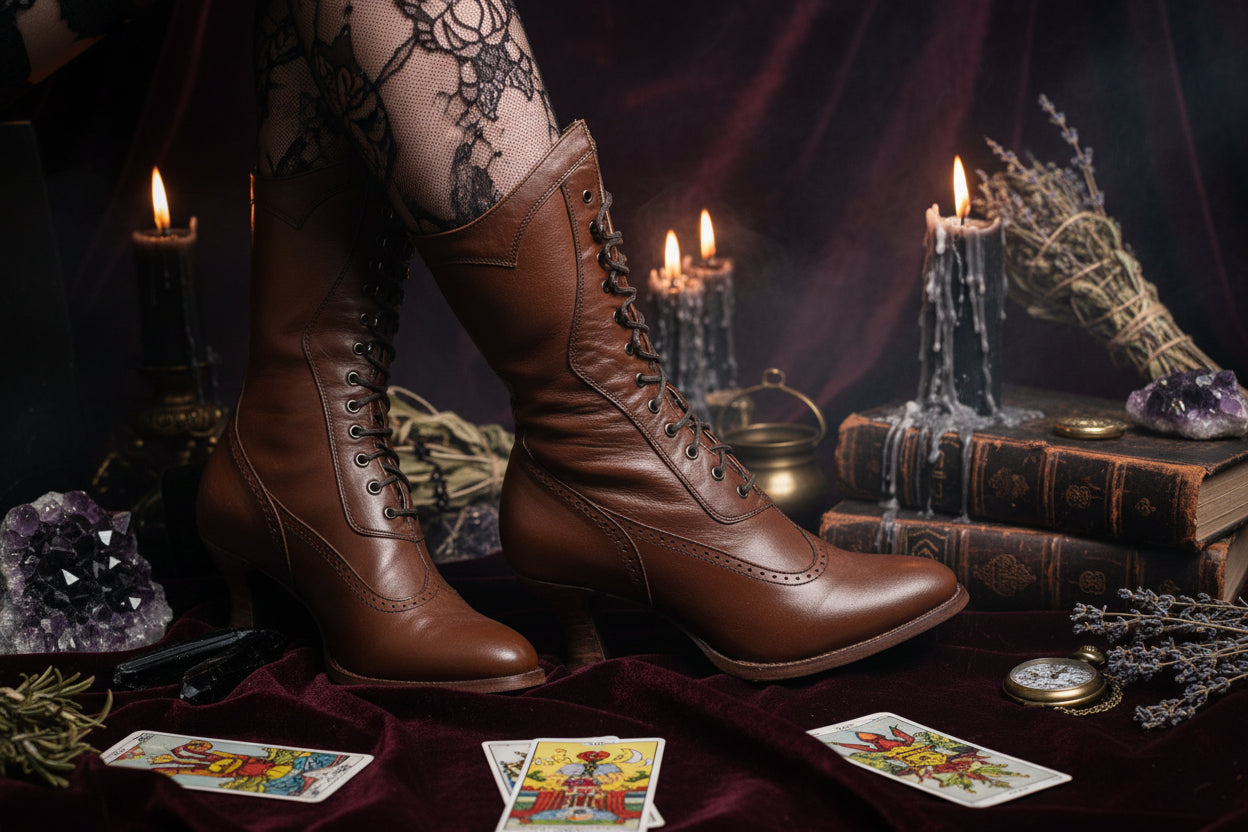 British Style Mid-Heel Women's Lace-Up Ankle Boots Sorceress Sanctuary