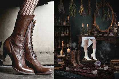 British Style Mid-Heel Women's Lace-Up Ankle Boots Sorceress Sanctuary