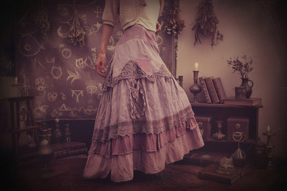 Medieval Patchwork Skirt - Sorceress Sanctuary Pink / S-Pink / M-Pink / L-Pink / XL-Pink / 2XL