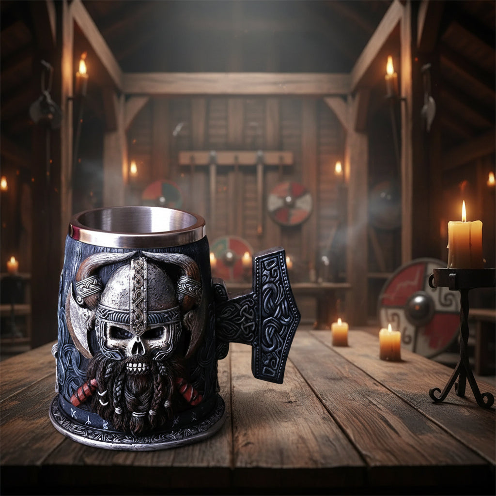 Medieval Viking Beer Mug with Axe Design, 18cm Sorceress Sanctuary