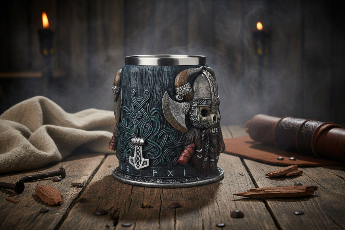 Medieval Viking Beer Mug with Axe Design, 18cm Sorceress Sanctuary