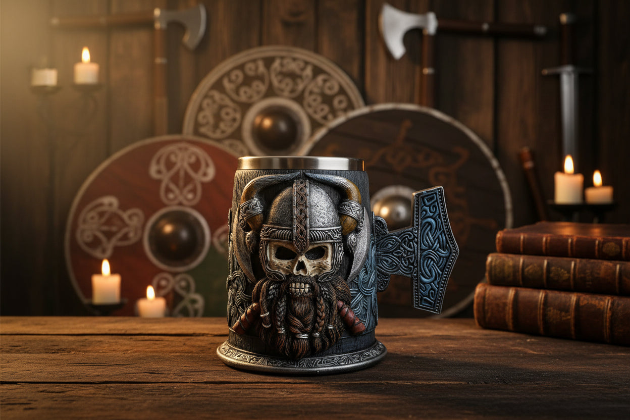 Medieval Viking Beer Mug with Axe Design, 18cm Sorceress Sanctuary