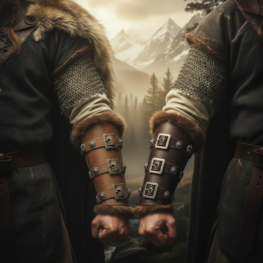 Medieval Wrist Guards - Sorceress Sanctuary brown-dark coffee