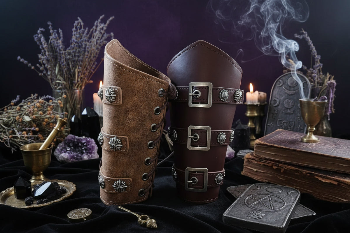 Medieval Wrist Guards - Sorceress Sanctuary brown-dark coffee