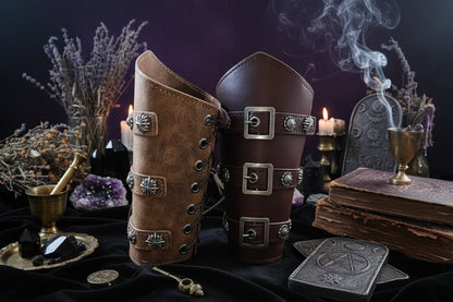 Medieval Wrist Guards - Sorceress Sanctuary brown-dark coffee