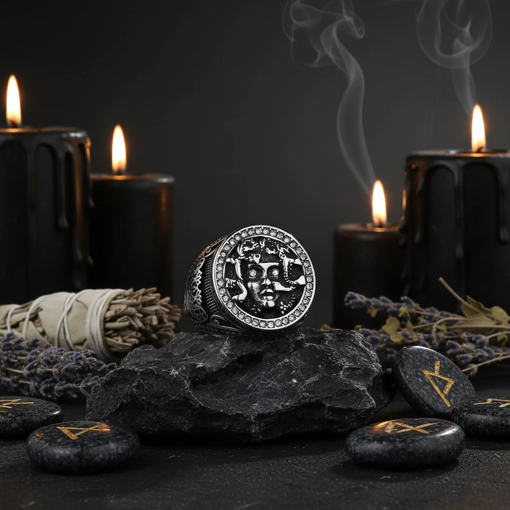 Retro Greek Mythology Medusa Snake Head Titanium Ring Sorceress Sanctuary