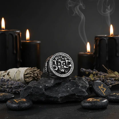 Retro Greek Mythology Medusa Snake Head Titanium Ring Sorceress Sanctuary