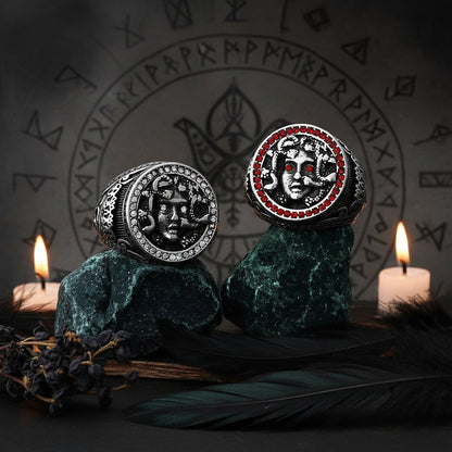 Retro Greek Mythology Medusa Snake Head Titanium Ring Sorceress Sanctuary