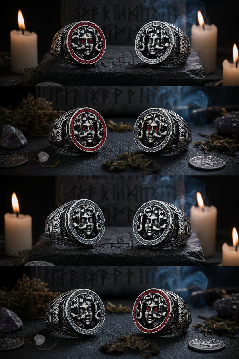 Retro Greek Mythology Medusa Snake Head Titanium Ring Sorceress Sanctuary