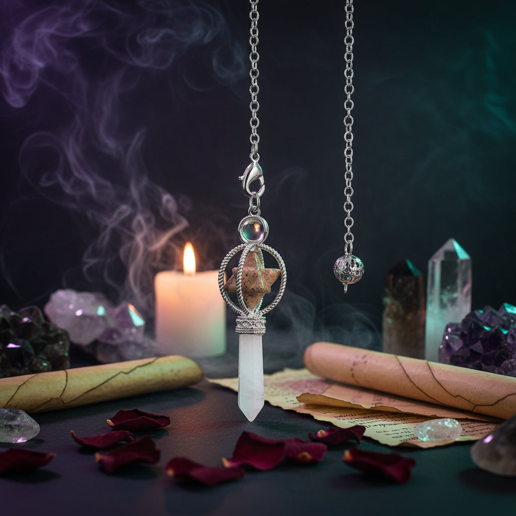 Merkaba Hexagram Pendulum - Sorceress Sanctuary Blue Turquoise-Labradorite-Sodalite-White Turquoise-Turquoise  