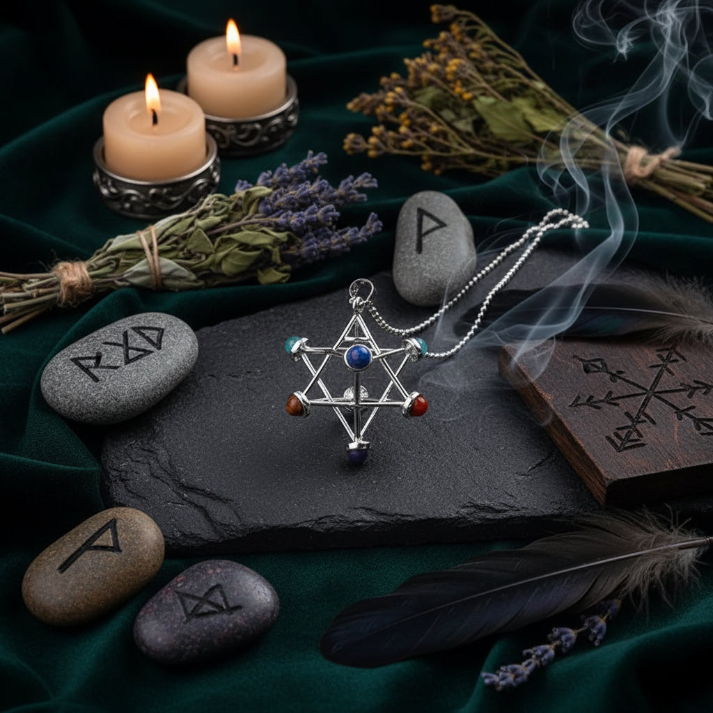 2019 Sacred Geometry Star Pendant Necklace with Chakras Sorceress Sanctuary
