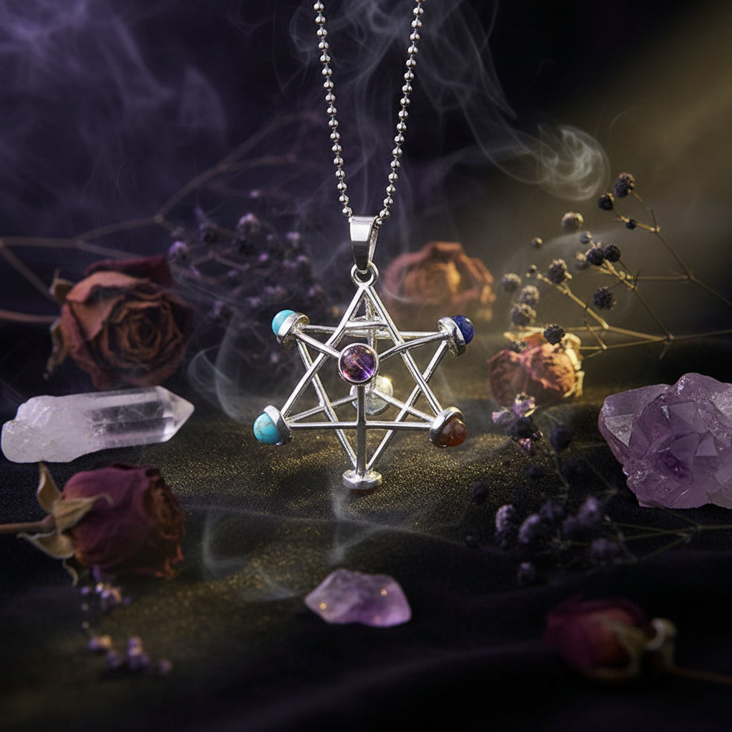 2019 Sacred Geometry Star Pendant Necklace with Chakras Sorceress Sanctuary
