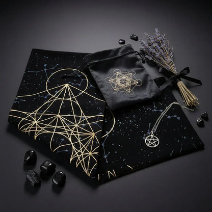 Metatron Altar Cloth - Sorceress Sanctuary Black with cloth bag-Purple with cloth bag-Black-Purple