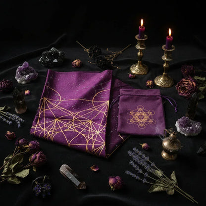 Metatron Altar Cloth - Sorceress Sanctuary Black with cloth bag-Purple with cloth bag-Black-Purple