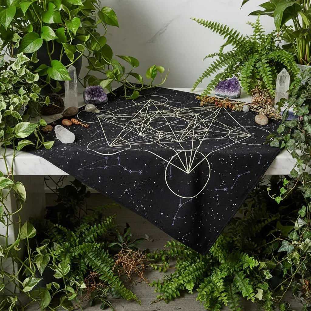 Metatron Altar Cloth - Sorceress Sanctuary Black with cloth bag-Purple with cloth bag-Black-Purple