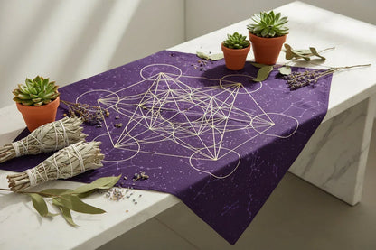 Metatron Altar Cloth - Sorceress Sanctuary Black with cloth bag-Purple with cloth bag-Black-Purple