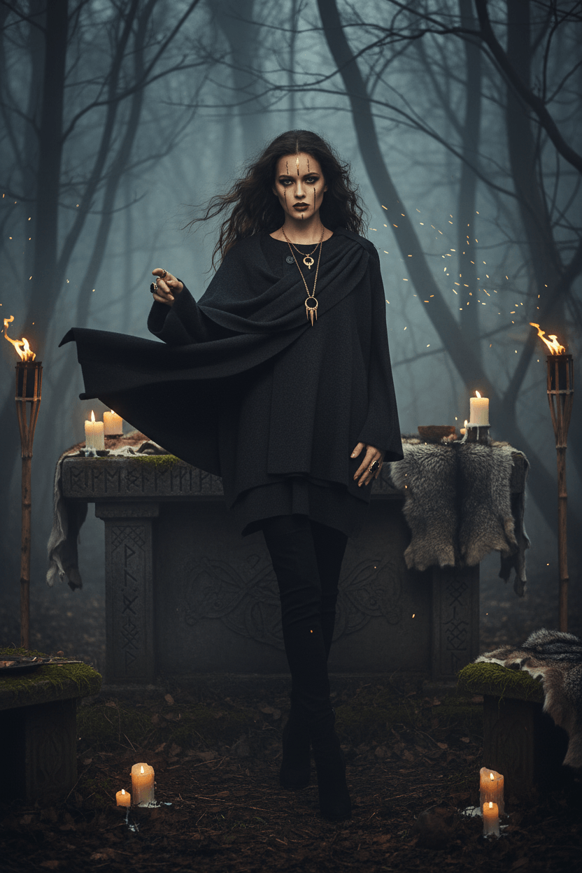 Dark gray poncho on a white background