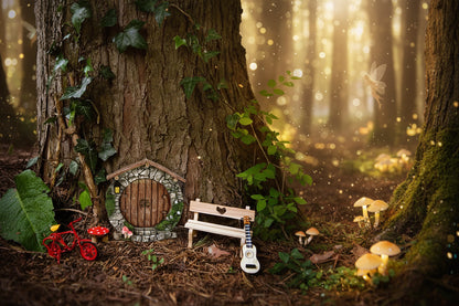 Mini Fairy Door - Sorceress Sanctuary Green-Blue-Yellow and White-Rainbow-Yellow