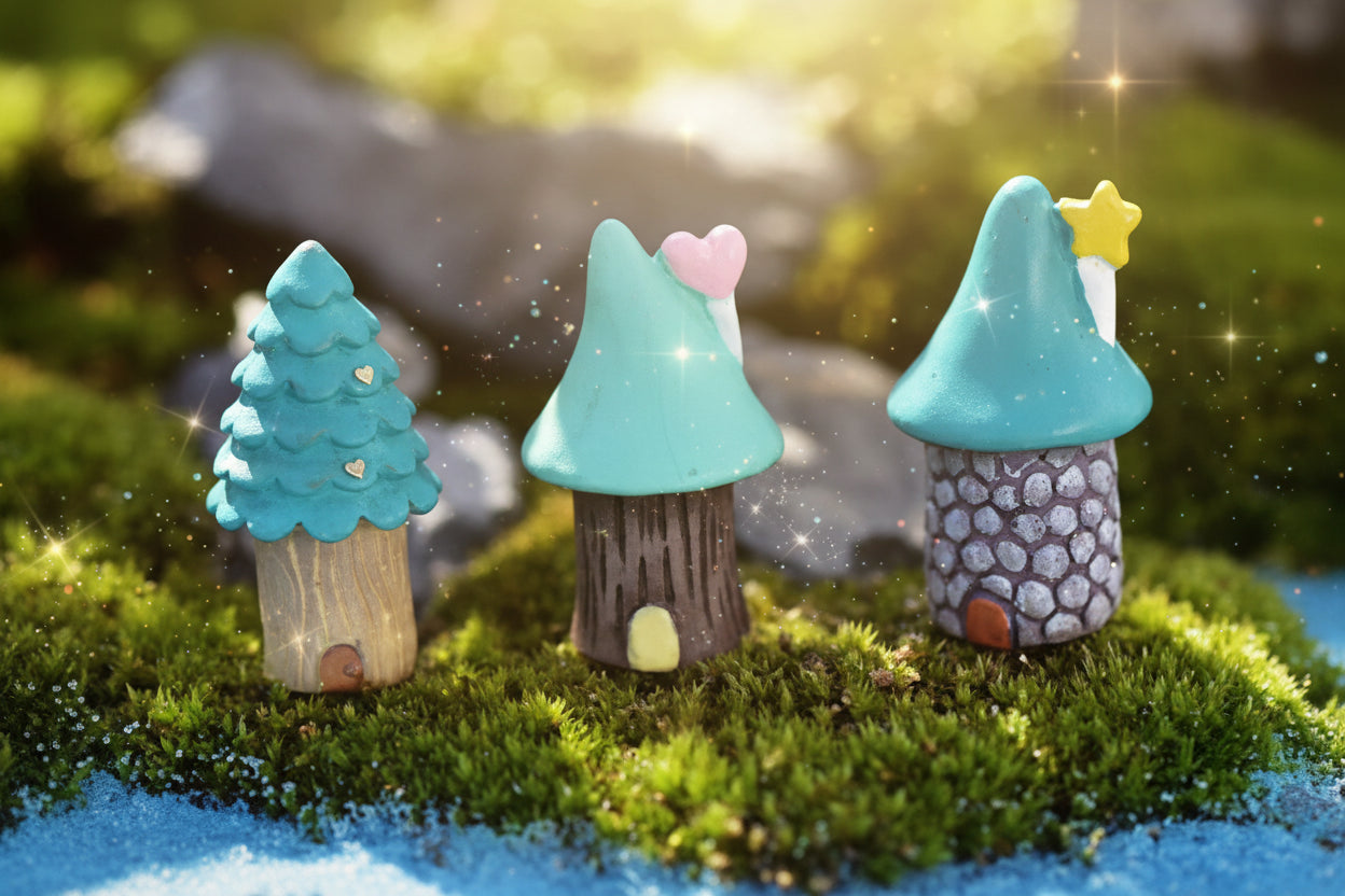Mini Fairy Houses - Sorceress Sanctuary Large Love Stone Room-Large Tree House-Large Love Tree House-Large Star Stone Room-Large Moon Tree House