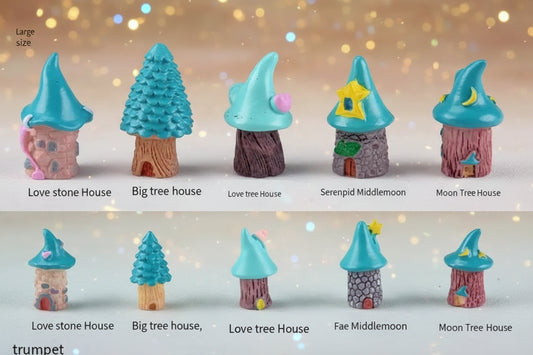 Mini Fairy Houses - Sorceress Sanctuary Large Love Stone Room-Large Tree House-Large Love Tree House-Large Star Stone Room-Large Moon Tree House
