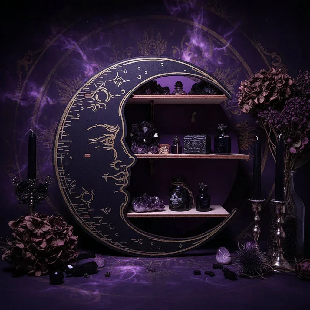 Moon Crystal Shelf - Sorceress Sanctuary Black / 25*25*7.5cm-Purple / 25*25*7.5cm-Yellow / 25*25*7.5cm-Log Color / 25*25*7.5cm