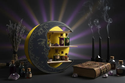 Moon Crystal Shelf - Sorceress Sanctuary Black / 25*25*7.5cm-Purple / 25*25*7.5cm-Yellow / 25*25*7.5cm-Log Color / 25*25*7.5cm