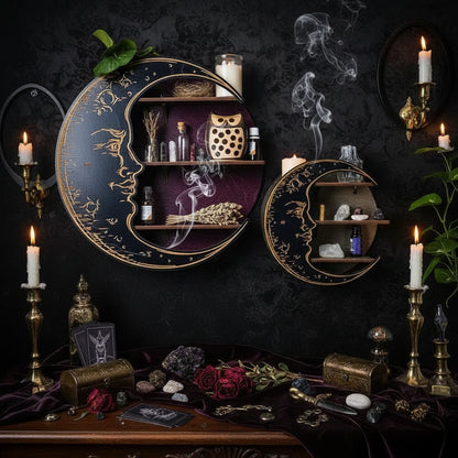 Moon Crystal Shelf - Sorceress Sanctuary Black / 25*25*7.5cm-Purple / 25*25*7.5cm-Yellow / 25*25*7.5cm-Log Color / 25*25*7.5cm