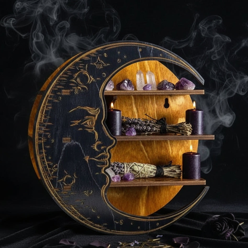 Moon Crystal Shelf - Sorceress Sanctuary Black / 25*25*7.5cm-Purple / 25*25*7.5cm-Yellow / 25*25*7.5cm-Log Color / 25*25*7.5cm
