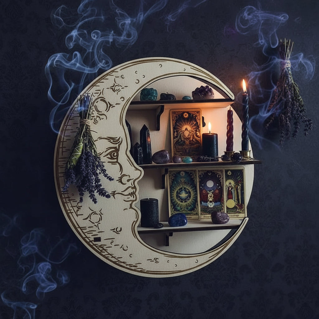 Moon Crystal Shelf - Sorceress Sanctuary Black / 25*25*7.5cm-Purple / 25*25*7.5cm-Yellow / 25*25*7.5cm-Log Color / 25*25*7.5cm
