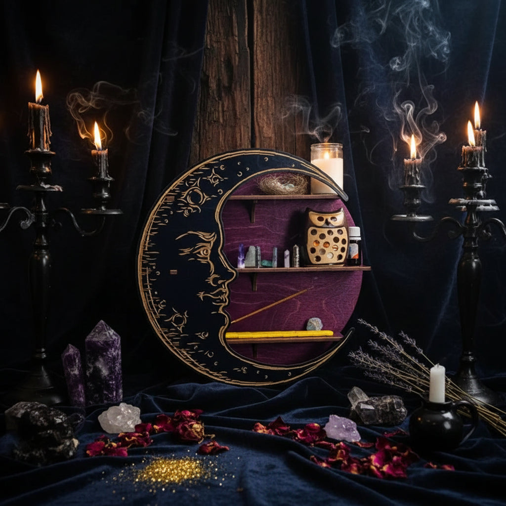 Moon Crystal Shelf - Sorceress Sanctuary Black / 25*25*7.5cm-Purple / 25*25*7.5cm-Yellow / 25*25*7.5cm-Log Color / 25*25*7.5cm
