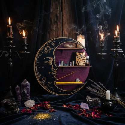 Moon Crystal Shelf - Sorceress Sanctuary Black / 25*25*7.5cm-Purple / 25*25*7.5cm-Yellow / 25*25*7.5cm-Log Color / 25*25*7.5cm