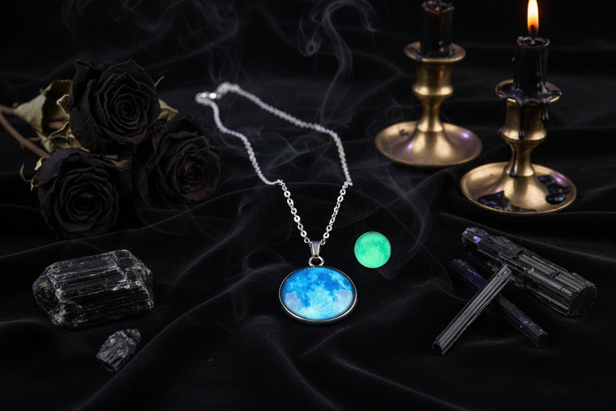 Moon Glow Necklace - Sorceress Sanctuary Light blue moon-White Moon-Fire moon-Blue moon-Green moon