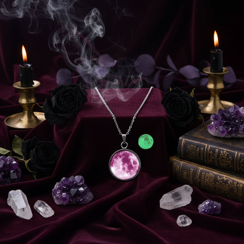 Moon Glow Necklace - Sorceress Sanctuary Light blue moon-White Moon-Fire moon-Blue moon-Green moon