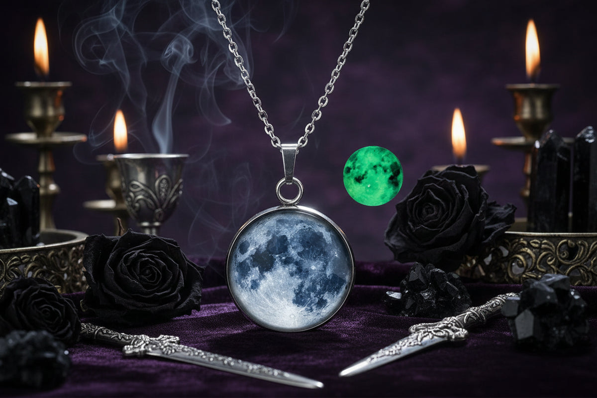 Moon Glow Necklace - Sorceress Sanctuary Light blue moon-White Moon-Fire moon-Blue moon-Green moon