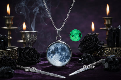 Moon Glow Necklace - Sorceress Sanctuary Light blue moon-White Moon-Fire moon-Blue moon-Green moon