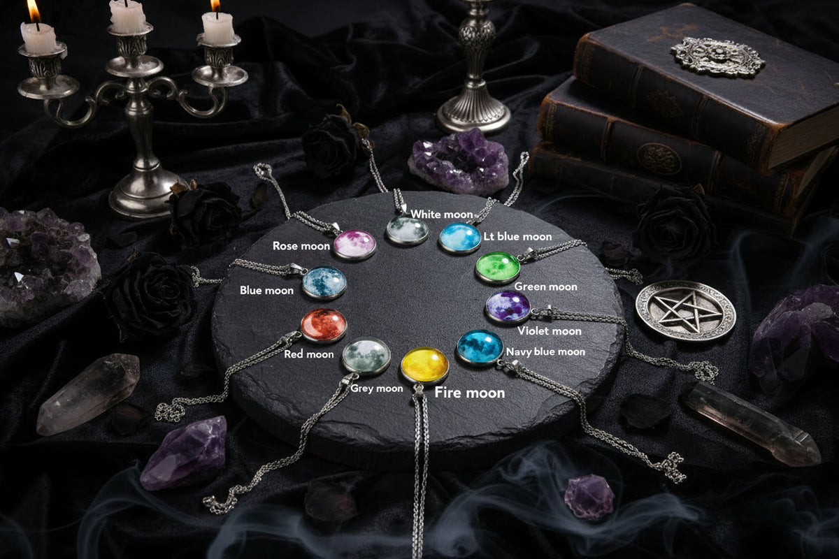 Moon Glow Necklace - Sorceress Sanctuary Light blue moon-White Moon-Fire moon-Blue moon-Green moon