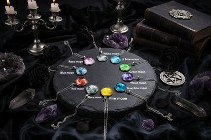 Moon Glow Necklace - Sorceress Sanctuary Light blue moon-White Moon-Fire moon-Blue moon-Green moon
