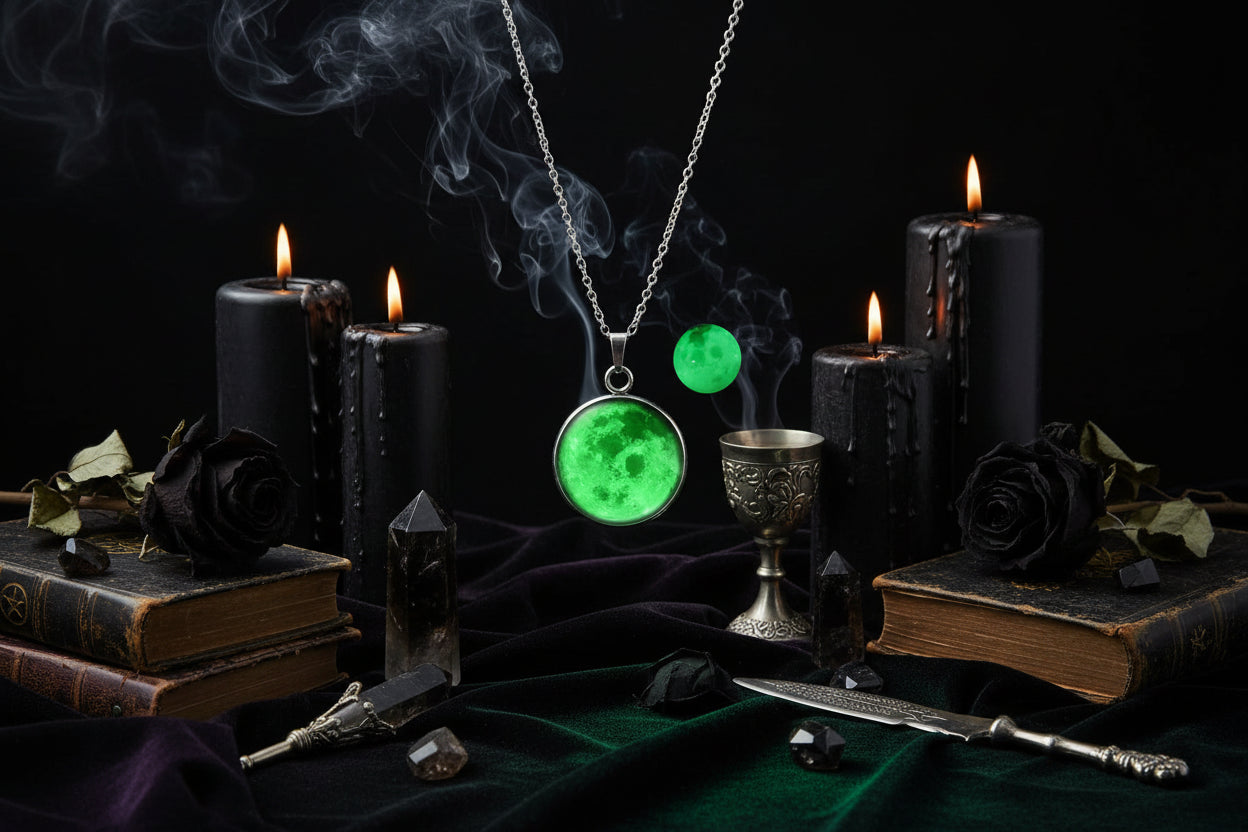 Moon Glow Necklace - Sorceress Sanctuary Light blue moon-White Moon-Fire moon-Blue moon-Green moon