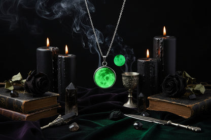 Moon Glow Necklace - Sorceress Sanctuary Light blue moon-White Moon-Fire moon-Blue moon-Green moon