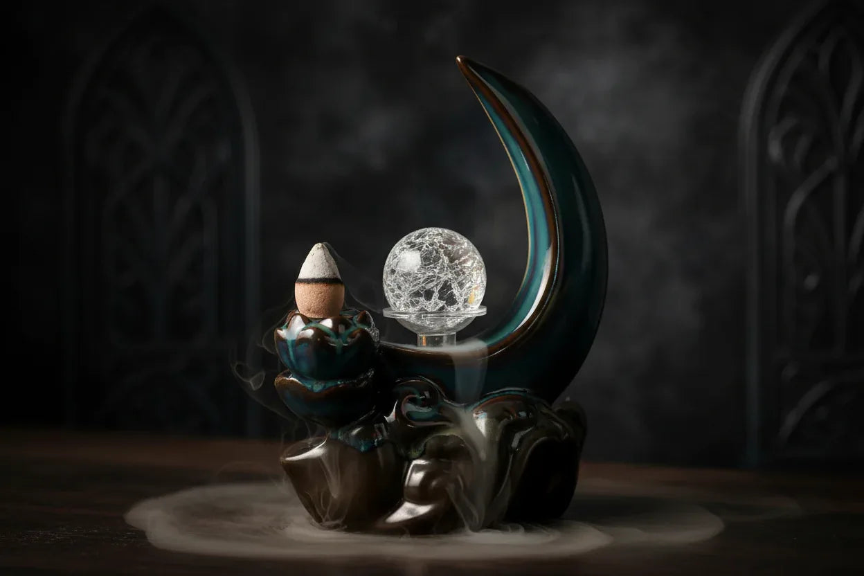 Moon Incense Burner - Sorceress Sanctuary Moon single censer-Moon single censer 201 grain mixed flavor-Moon single incense 201 incense sandalwood