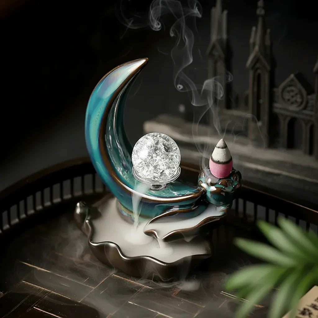 Moon Incense Burner - Sorceress Sanctuary Moon single censer-Moon single censer 201 grain mixed flavor-Moon single incense 201 incense sandalwood