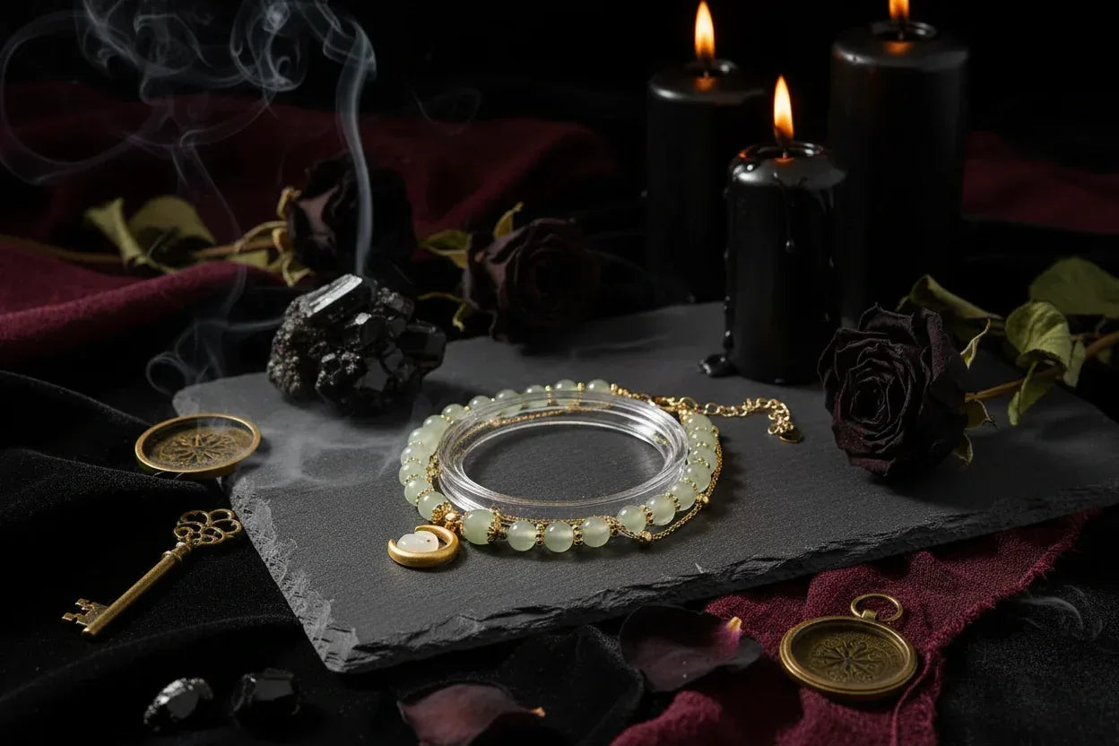 Moon Rabbit Jade Bracelet - Sorceress Sanctuary Gold