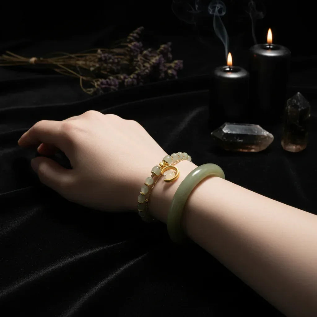Moon Rabbit Jade Bracelet - Sorceress Sanctuary Gold